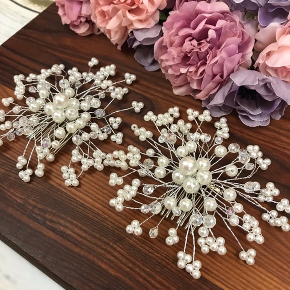 Pearl and Crystal Bridal Hair Combs - Picture 6 of 9